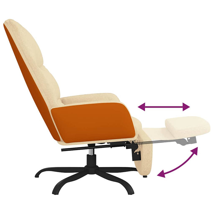 Scaun de relaxare cu taburet, crem, material textil WALTI