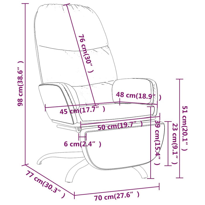 Scaun de relaxare cu taburet, crem, material textil WALTI
