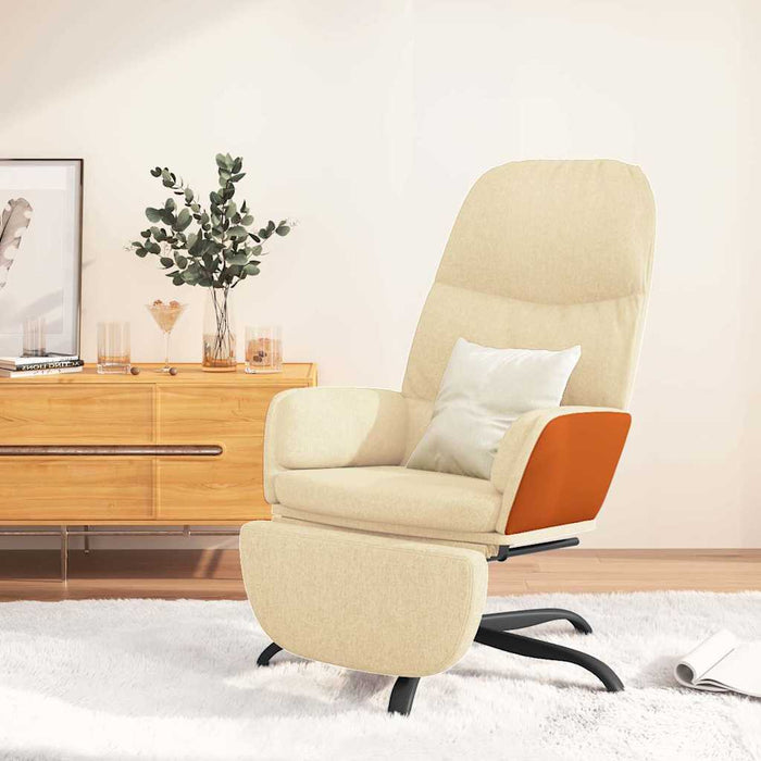 Scaun de relaxare cu taburet, crem, material textil WALTI