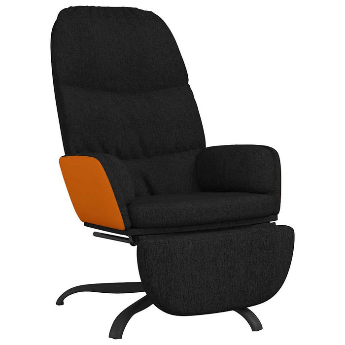 Scaun de relaxare cu taburet, negru, material textil WALTI