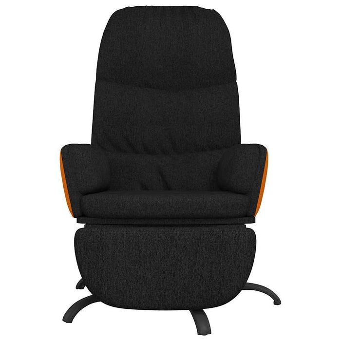 Scaun de relaxare cu taburet, negru, material textil WALTI