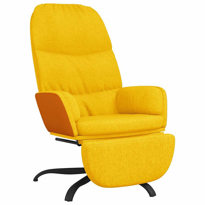 Scaun de relaxare cu taburet, galben muștar, material textil WALTI