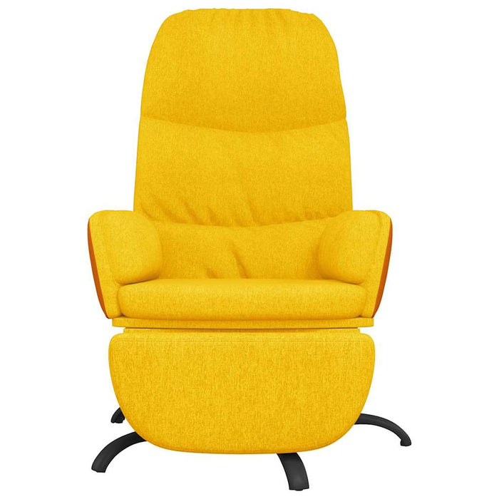 Scaun de relaxare cu taburet, galben muștar, material textil WALTI