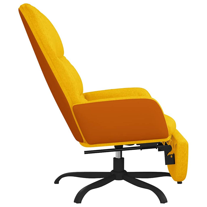 Scaun de relaxare cu taburet, galben muștar, material textil WALTI