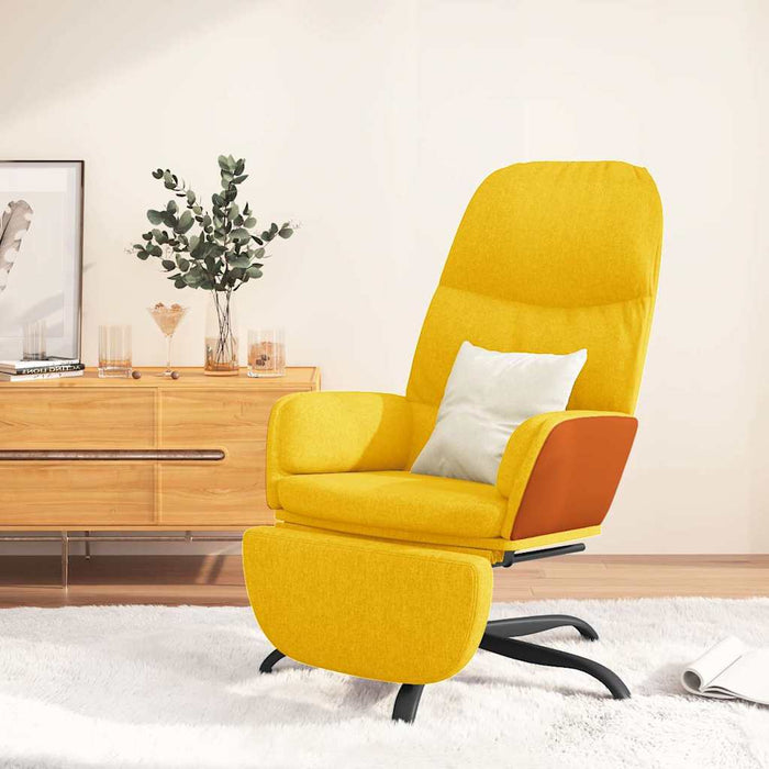 Scaun de relaxare cu taburet, galben muștar, material textil WALTI