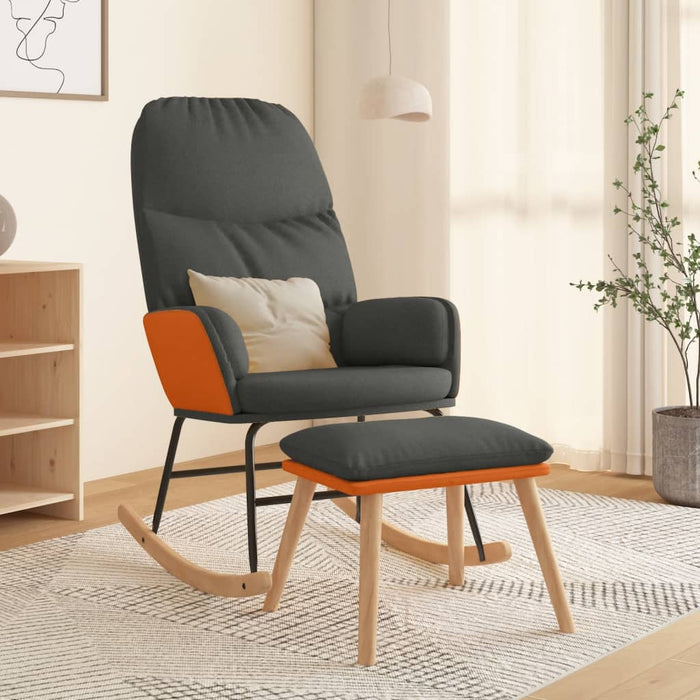 Scaun balansoar cu taburet, gri închis, textil WALTI