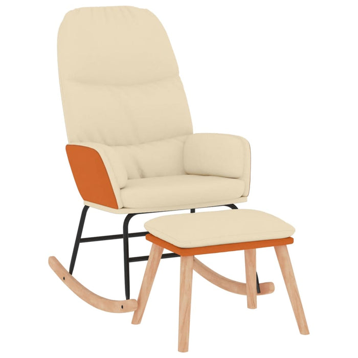 Scaun balansoar cu taburet, crem, textil WALTI