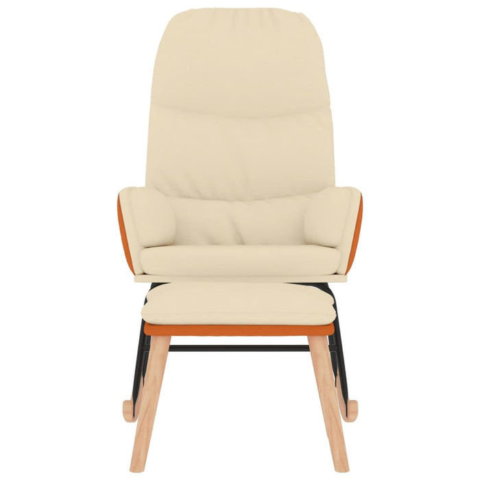 Scaun balansoar cu taburet, crem, textil WALTI