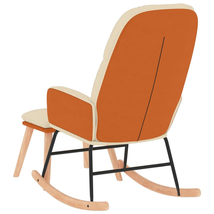 Scaun balansoar cu taburet, crem, textil WALTI