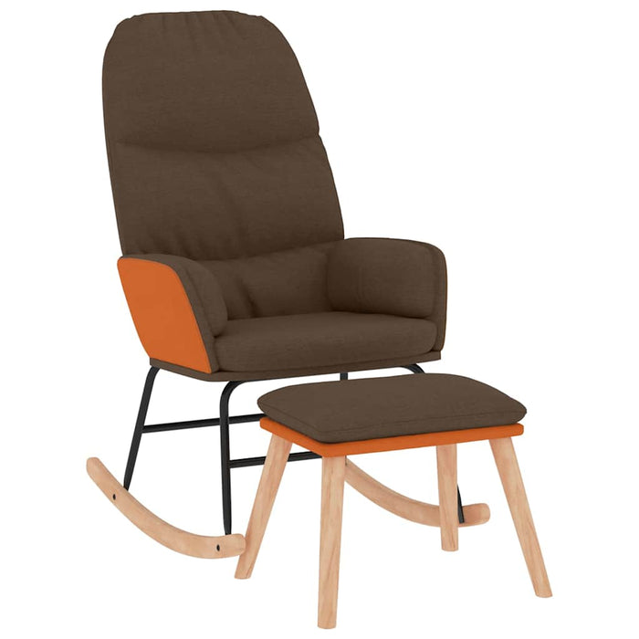 Scaun balansoar cu taburet, maro, textil WALTI