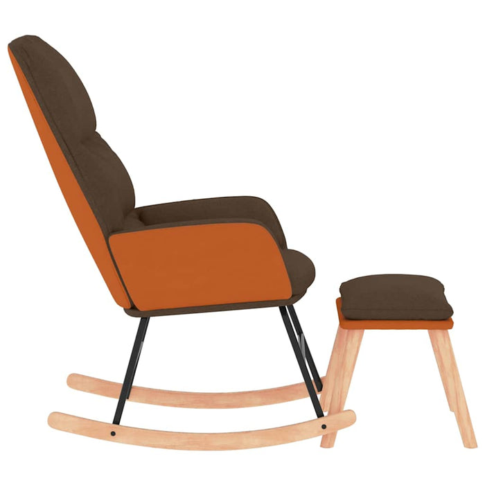 Scaun balansoar cu taburet, maro, textil WALTI