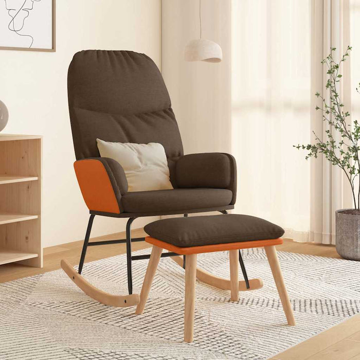 Scaun balansoar cu taburet, maro, textil WALTI