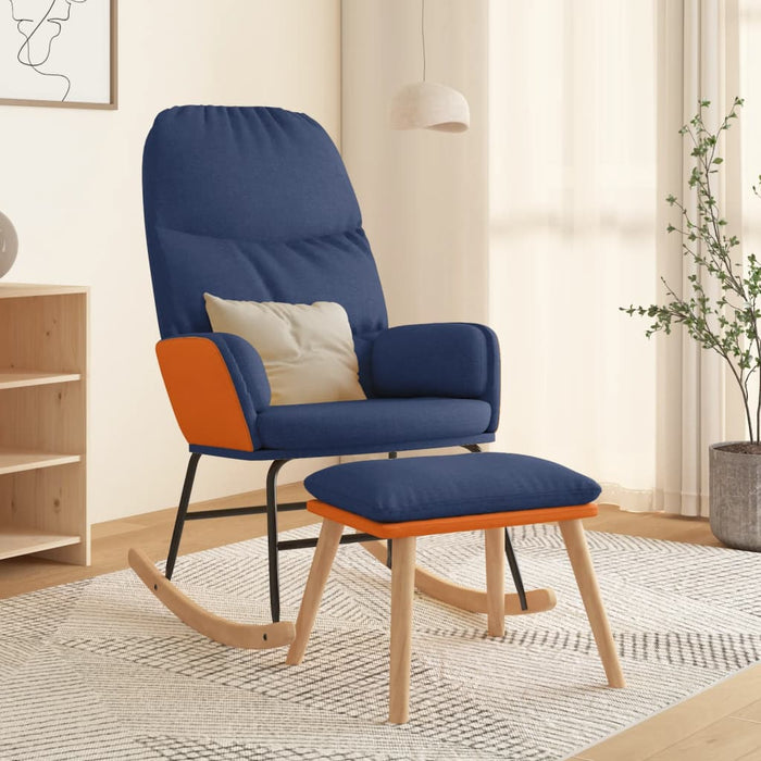 Scaun balansoar cu taburet, albastru, textil - WALTI WALTI