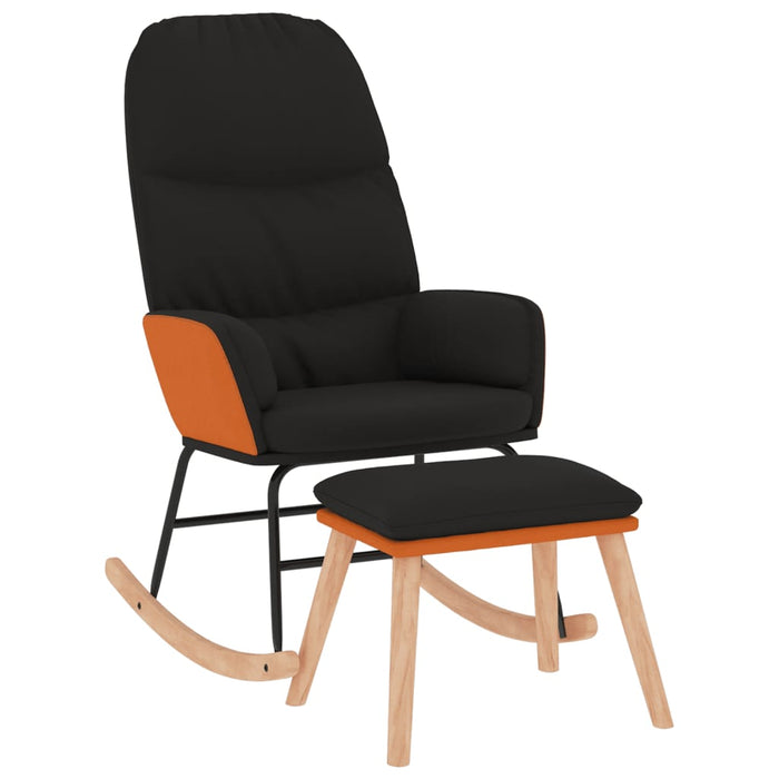 Scaun balansoar cu taburet, negru, textil - WALTI WALTI