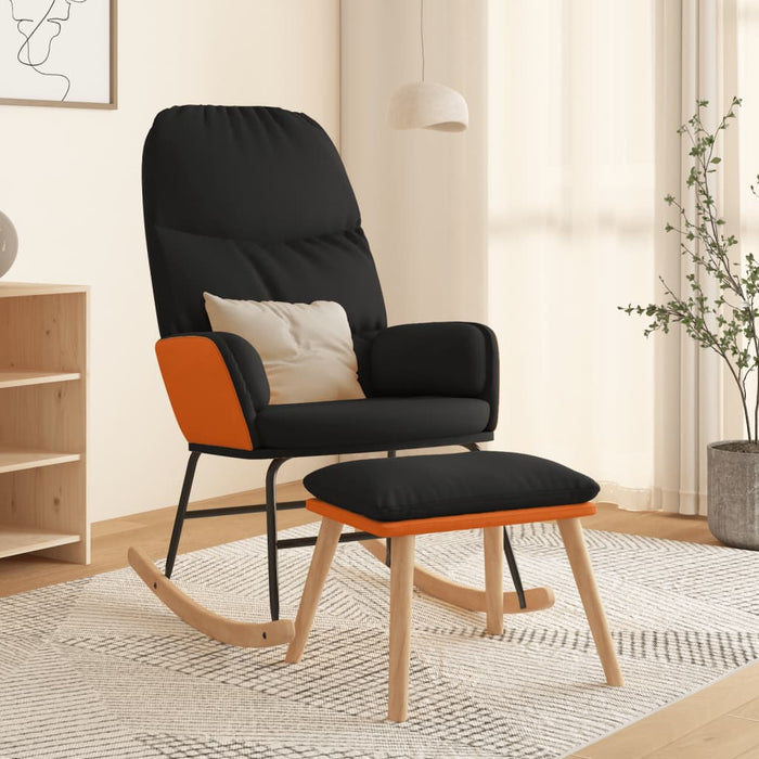 Scaun balansoar cu taburet, negru, textil - WALTI WALTI