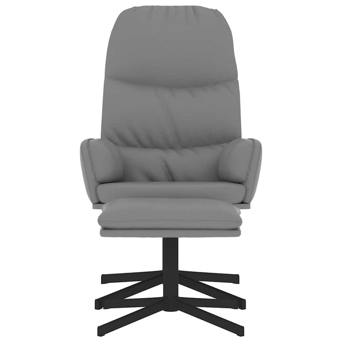 Scaun relaxare cu taburet, gri închis, piele ecologică WALTI