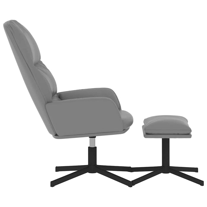 Scaun relaxare cu taburet, gri închis, piele ecologică WALTI