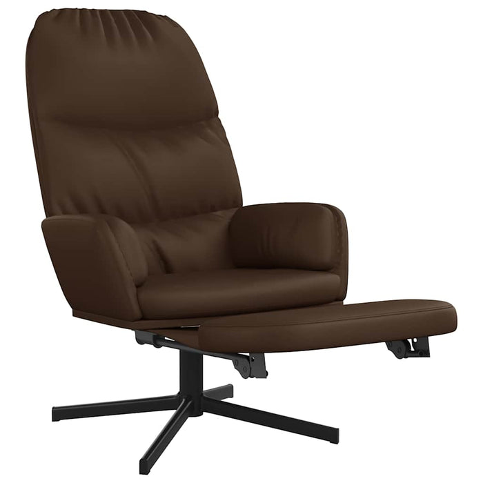 Scaun de relaxare cu taburet, maro, piele ecologică WALTI