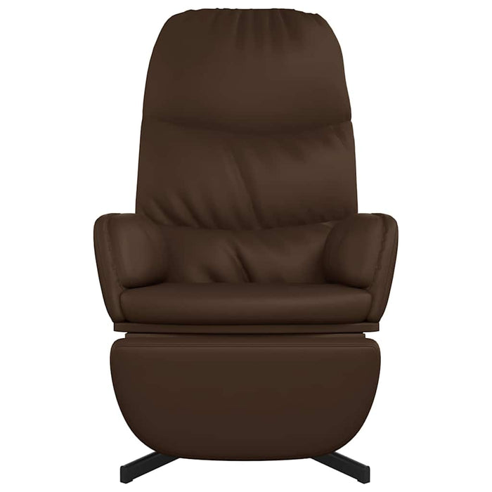 Scaun de relaxare cu taburet, maro, piele ecologică WALTI