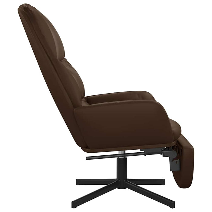 Scaun de relaxare cu taburet, maro, piele ecologică WALTI