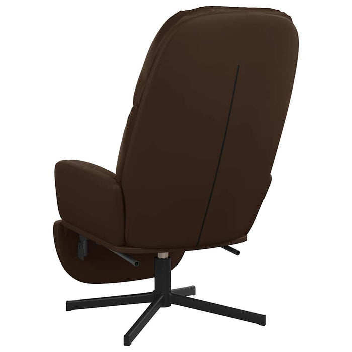 Scaun de relaxare cu taburet, maro, piele ecologică WALTI