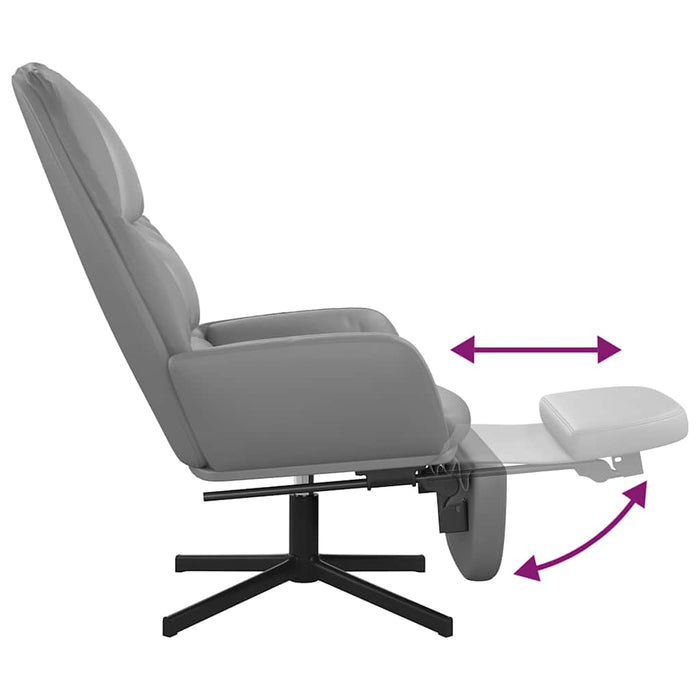 Scaun de relaxare cu taburet, roșu, piele ecologică WALTI