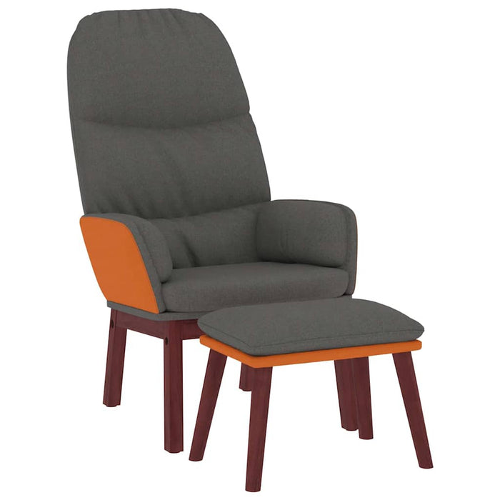 Scaun de relaxare cu taburet, gri închis, material textil WALTI
