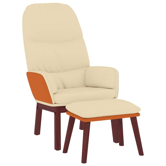 Scaun de relaxare cu taburet, crem, textil WALTI
