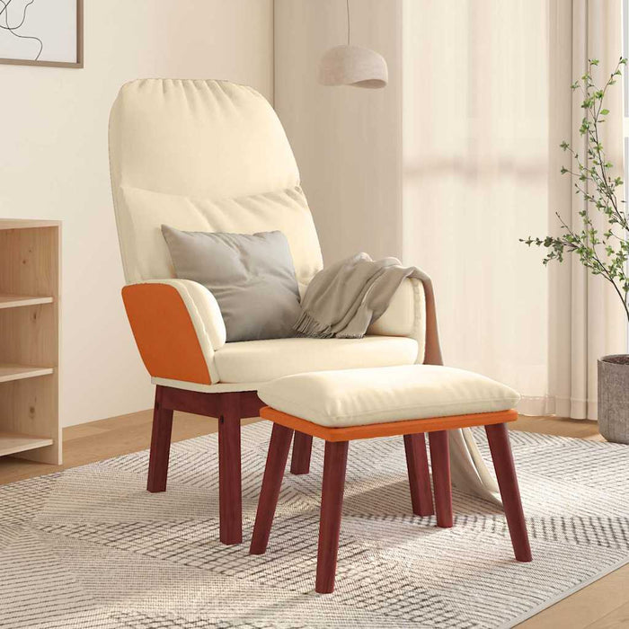 Scaun de relaxare cu taburet, crem, textil WALTI
