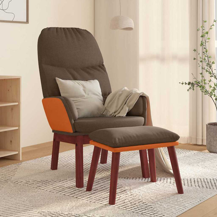 Scaun de relaxare cu taburet, maro, textil WALTI
