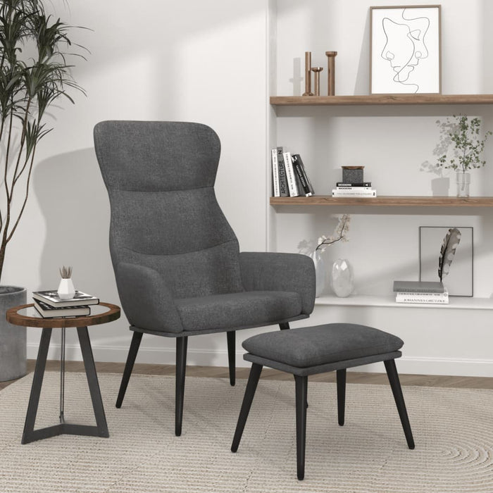 Scaun de relaxare cu taburet, gri deschis, material textil - WALTI WALTI
