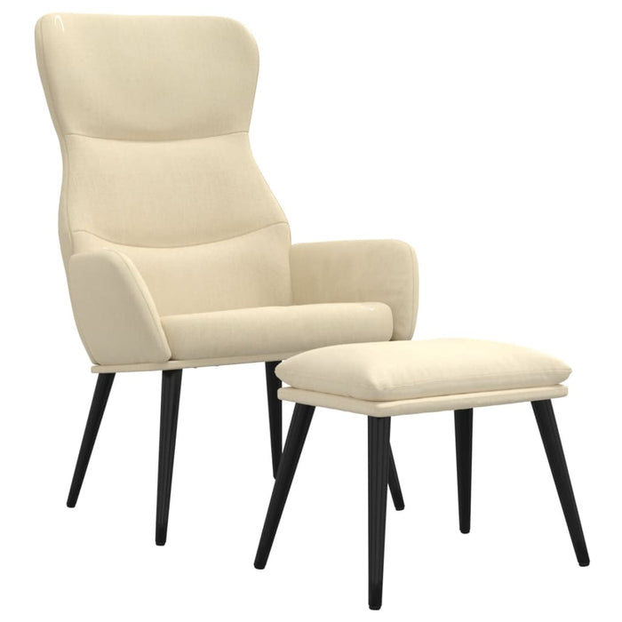 Scaun de relaxare cu taburet, crem, textil WALTI