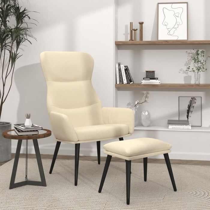 Scaun de relaxare cu taburet, crem, textil WALTI