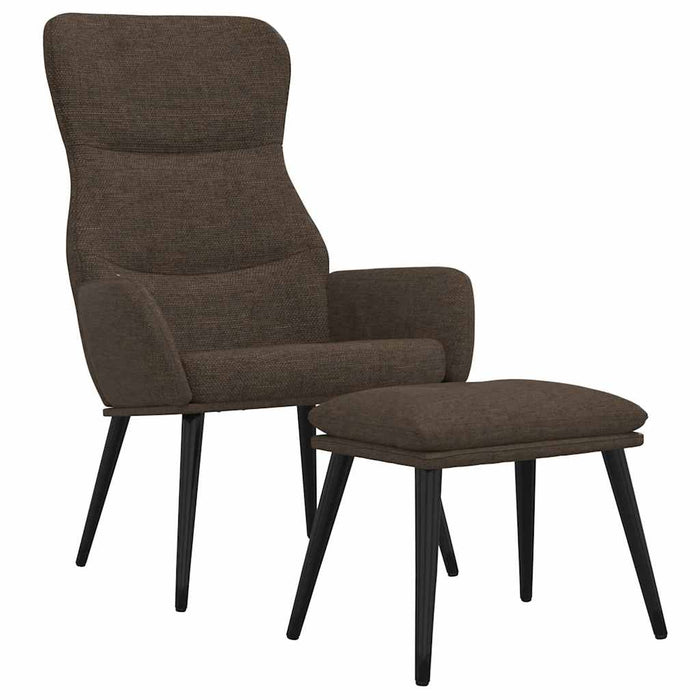 Scaun de relaxare cu taburet, maro, textil WALTI