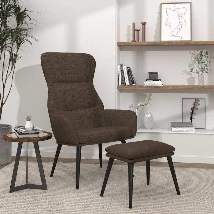 Scaun de relaxare cu taburet, maro, textil WALTI