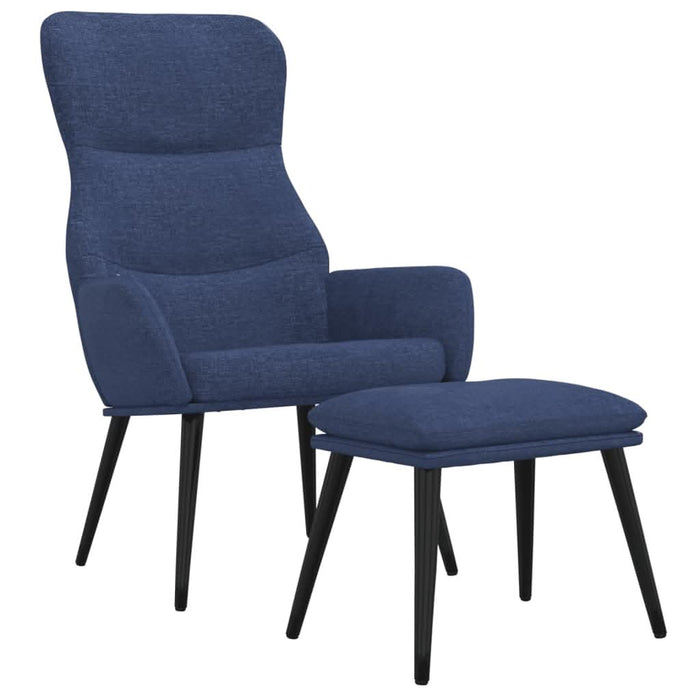 Scaun de relaxare cu taburet, albastru, textil - WALTI WALTI