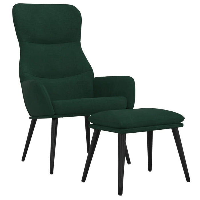 Scaun de relaxare cu taburet, verde închis, catifea WALTI