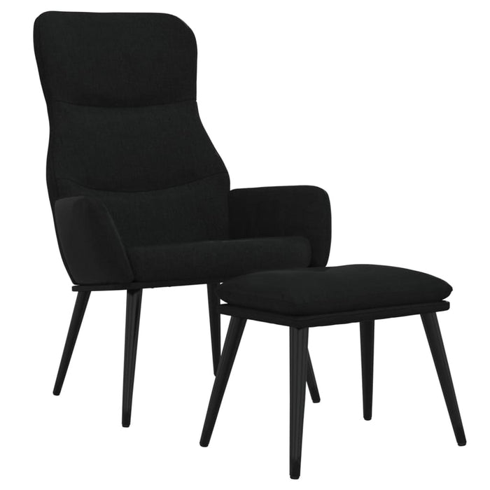 Scaun de relaxare cu taburet, negru, textil - WALTI WALTI