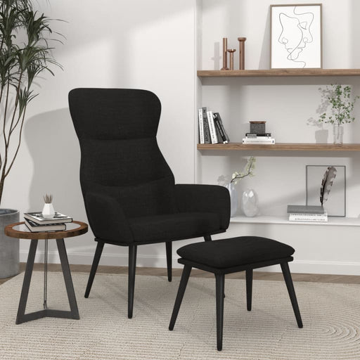 Scaun de relaxare cu taburet, negru, textil - WALTI WALTI