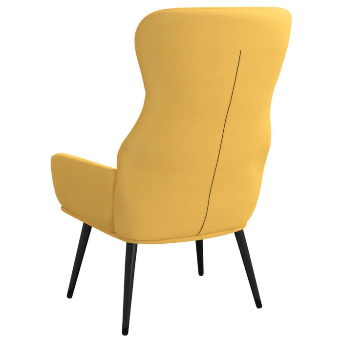 Scaun de relaxare cu taburet, galben muștar, textil WALTI