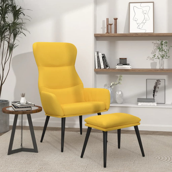 Scaun de relaxare cu taburet, galben muștar, textil WALTI