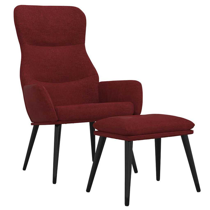Scaun de relaxare cu taburet, roșu vin, textil WALTI