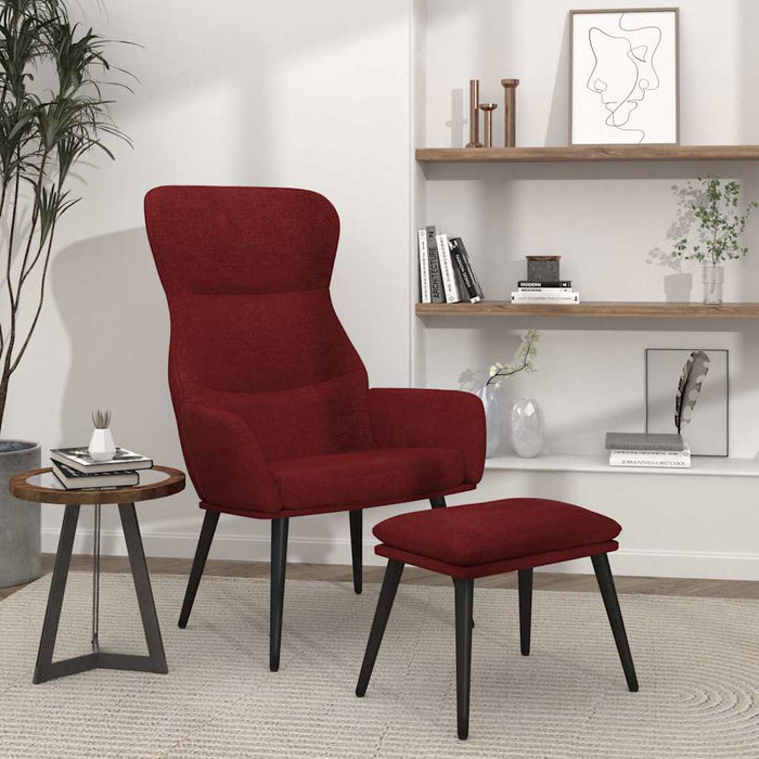 Scaun de relaxare cu taburet, roșu vin, textil WALTI