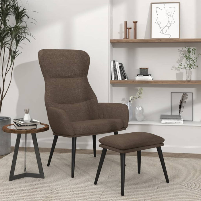Scaun de relaxare cu taburet, gri taupe, textil WALTI