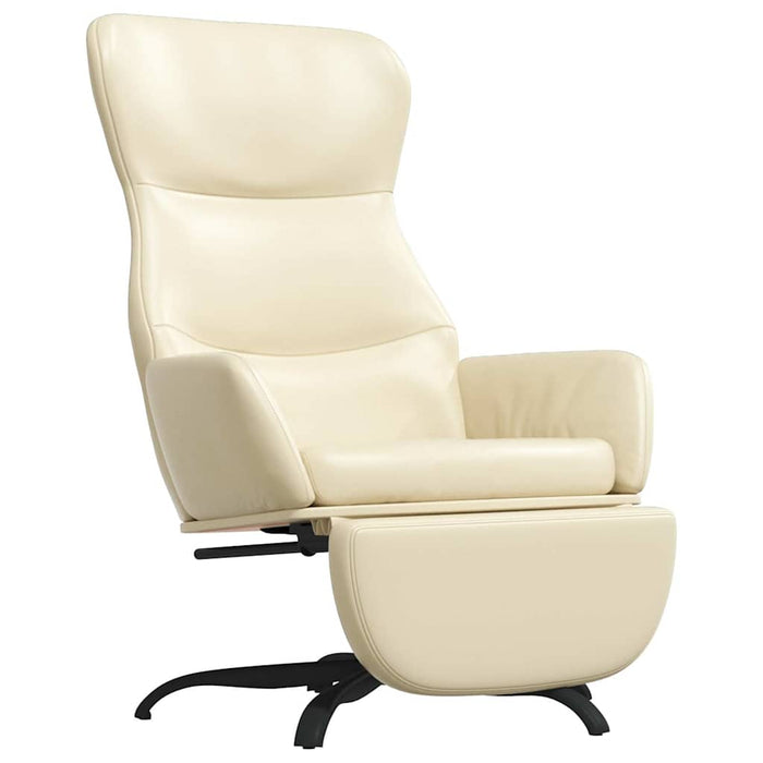Scaun de relaxare cu taburet, crem, piele ecologică WALTI