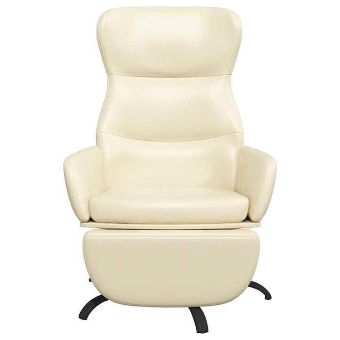 Scaun de relaxare cu taburet, crem, piele ecologică WALTI