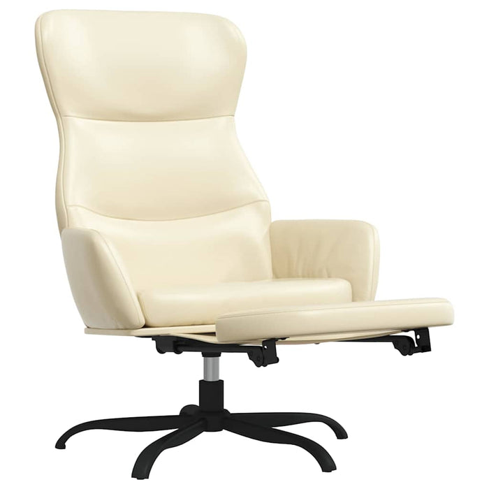Scaun de relaxare cu taburet, crem, piele ecologică WALTI