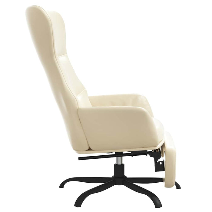 Scaun de relaxare cu taburet, crem, piele ecologică WALTI
