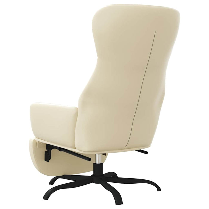 Scaun de relaxare cu taburet, crem, piele ecologică WALTI