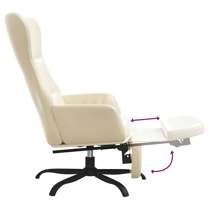 Scaun de relaxare cu taburet, crem, piele ecologică WALTI